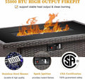 Layinsun 44" Propane Gas Fire Pit Table, 55000 BTU Rectangular Fire Pit with Glass Wind Guard for Outside Patio Deck Garden Backyard