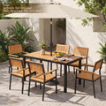 Tangkula 58" Rectangular Patio Dining Table for 6 Acacia Wood Outdoor Table