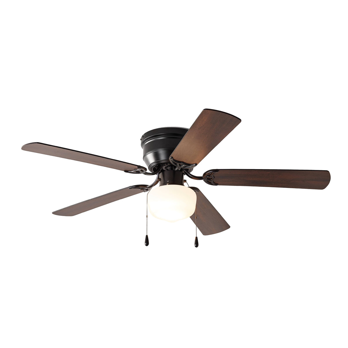 Mainstays Hugger Indoor Reverse Airflow Ceiling Fan with Light Kit Black Blades - 52 in