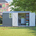 AECOJOY 12x8 Ft Outdoor Storage Shed, XL Heavy-Duty Steel Building with Window