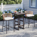 Tangkula Outdoor Bar Stools Set of 2/4 Bar Height Woven Rope Patio Chairs with Cushions and Backrests