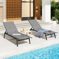 AECOJOY Patio Lounge Chairs, Outdoor Chaise Lounge with Wheels, Dark Grey, 4PCS