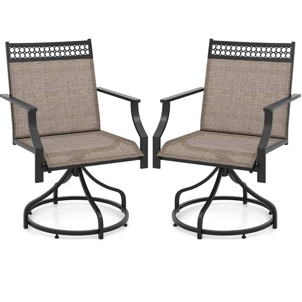 Outdoor Swivel Dining Chairs Set of 2/4 with Quick-Drying Fabric & Metal Frame, All-Weather Patio Chairs for Backyard Porch Lawn Garden