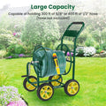 Heavy Duty Metal Garden Hose Reel Cart Holds 300FT of 5/8" Hose with 4 Wheels & Storage Basket, Portable Water Hose Organizer for Yard Lawn