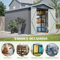 AECOJOY 8x12 FT Outdoor Metal Storage Shed with Additional Side Door, Large Tool Shed with 2 Lockable Doors