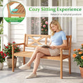 Tangkula Acacia Wood Outdoor Loveseat Bench 2-Person Patio Garden Bench