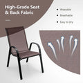 Set of 4 Outdoor Stackable Dining Chairs with Breathable Fabric, All Weather Patio Dining Chairs, 330LBS Heavy Duty Rustproof Steel Frame