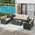 AECOJOY 7 PCS Outdoor Patio Furniture Sets with 2 Storage Boxes, Black & Beige