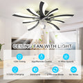 Garwarm Dimmable Ceiling Fan with Light and Remote Control, 27" Small Flush Mounted Ceiling Fan