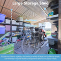 AECOJOY 10x14 FT Outdoor Metal Storage Shed, Large Garden Shed Tool Shed with 3 Lockable Doors & Side Door