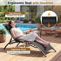 Tangkula Patio Chaise Lounges with 5-Position Backrest-Black