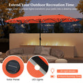 Tangkula 9 Pieces Rattan Outdoor Dining Set with 13Ft Solar Patio Umbrella