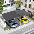 AECOJOY Free Standing Retractable Awning, 13'x10' Dual Side Patio Awnings Outdoor Manual Sun Shade Shelter, Dark Grey