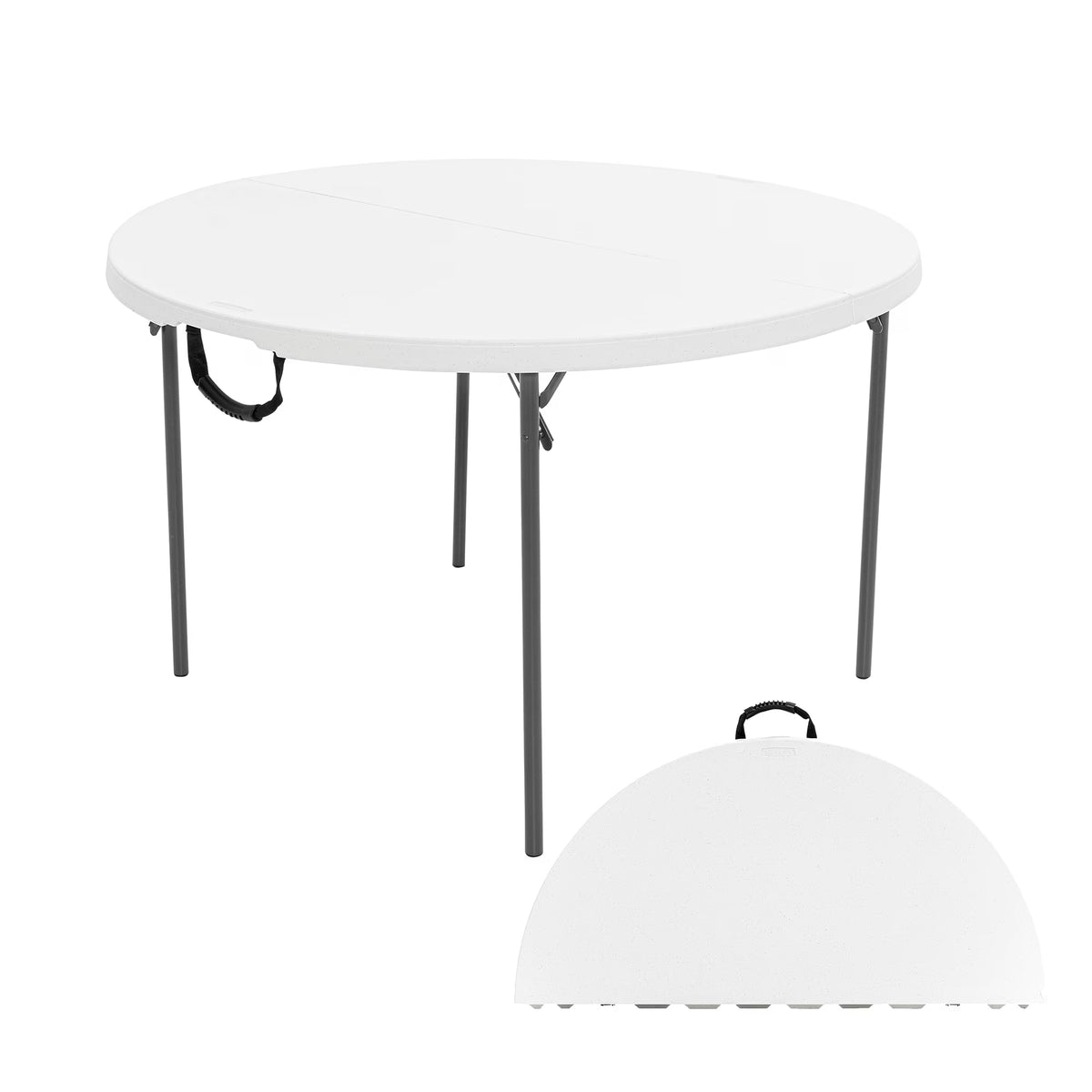 Lifetime 48 in Round Fold - in - Half Table, Indoor/Outdoor Essential, White Granite (280064)