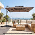 Tangkula 10 FT Patio Cantilever Umbrella | Large Square Offset Hanging Umbrella w/ 360° Rotation