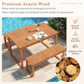 Tangkula Rectangular Acacia Wood Patio Dining Table with Slatted Tabletop (49" x 27.5")