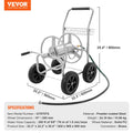 VEVOR Hose Reel Cart, Hold up to 250 Ft of 5/8 Hose, Garden Water Hose Carts Mobile Tools with 4 Wheels, Heavy Duty Powder - Coated Steel Outdoor Planting with Storage Basket, for Garden, Yard, Lawn