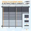AECOJOY 14' x 10' Gazebo for Patio, Retractable Pergola with Adjustable Sun Shade Canopy Roof