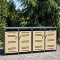 44 Cu.Ft Outdoor Metal Trash Can Storage Shed for 2 Bins, Double Garbage Can Enclosure with Gas Strut, Shock Absorber & Lockable Doors