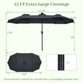Tangkula 13 Ft Solar Patio Umbrella 36 LED Lights Crank Handle 12 Sturdy Ribs