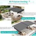 AECOJOY Free Standing Retractable Awning, 13'x10' Dual Side Patio Awnings Outdoor Manual Sun Shade Shelter, Dark Grey