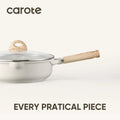 Carote Nonstick Cookware Set 21-Piece, Kitchen Pots and Pans Set, Stay - Cool Handles, Induction Compatible, Cookware Set for RV and Camping, Beige