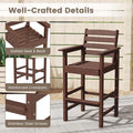 Adirondack Bar Chairs Set of 2/4, 29" HDPE Bar Height Outdoor Stools w/ Backrest & Footrest, All-Weather Backyard Patio High-Top Chairs