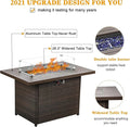 Layinsun 44" Propane Gas Fire Pit Table, 55000 BTU Rectangular Fire Pit with Glass Wind Guard for Outside Patio Deck Garden Backyard