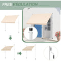 AECOJOY Manual Retractable Awning, 118" Non-Screw Outdoor Patio Awning, Beige