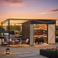 AECOJOY 6'x14' Outdoor Open-Sided Storage Shed with Attached Hardtop Metal Pergola