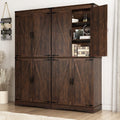 71" Tall Farmhouse Kitchen Pantry Cabinet, 5 Layers Storage Cabinet with Adjustable Shelves, Farmhouse Pantry Cabinet with 4 Barn Doors