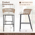 Tangkula Outdoor Bar Stools Set of 2/4 Bar Height Woven Rope Patio Chairs with Cushions and Backrests