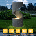 Magic Union Outdoor S - Shaped Water Fountain, Spiral Waterfall Indoor Fountain Outside Garden Decor with LED Lights & Pump, Curved Patio Resin Fountains for Yard, Deck, Porch and Home Decorations
