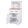 Kitchen Storage Cabinet Pantry Cabinet, White Storage Cupboard Pantry with 2 Doors, 2 Drawers & Microwave Shelf, Freestanding Kitchen Storage Buffet