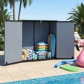 23.5 Cu.ft Outdoor Storage Shed, 175 Gallon All-Weather Resin Patio Deck Box with Floor & Lockable Door, Waterproof Horizontal Garden Tool Shed