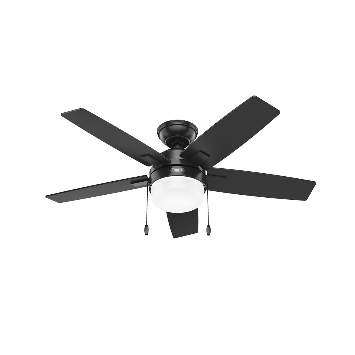Hunter 52486 44 in. Anisten Matte Black Ceiling Fan with LED Light Kit & Pull Chain