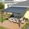 AECOJOY 12x10 Outdoor Hardtop Gazebo Adjustable Height (6.5-9.8Ft) Pergola for Patio