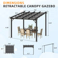 AECOJOY 10' x 8' Gazebo for Patio, Retractable Pergola with Adjustable Sun Shade Canopy Roof