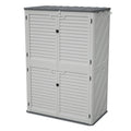AECOJOY 61.6 Cu.ft Outdoor Resin Storage Shed with Easy Lift Hinges, Weatherproof Tall Unit with 4 Doors