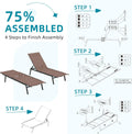 AECOJOY Patio Lounge Chairs, Outdoor Chaise Lounge with Wheels, Brown, 4PCS