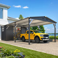 AECOJOY 12x22 Metal Carport with Storage Sheds, Outdoor 12' x 17' Portable Garage Gazebo RV Car Tent with 12' x 6' Storage Sheds