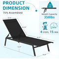 AECOJOY Patio Lounge Chairs for Outside, Outdoor Chaise Lounge with Wheels, Black, 4PCS