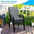 Set of 4 Outdoor Stackable Dining Chairs with Breathable Fabric, All Weather Patio Dining Chairs, 330LBS Heavy Duty Rustproof Steel Frame