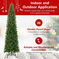 12 FT Pre-Lit Slim Pencil Christmas Tree with 1000 Warm White LED Lights, 2840 Hinged Branch Tips & Folding Stand for Indoor Outdoor Holiday Decor