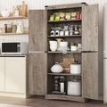 71" Tall Farmhouse Kitchen Pantry Cabinet, 5 Layers Storage Cabinet with Adjustable Shelves, Farmhouse Pantry Cabinet with 4 Barn Doors