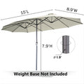 AECOJOY 15x9ft Double-Sided Patio Umbrella, Ivory