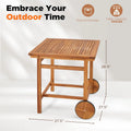 AECOJOY Acacia Wood Outdoor Dining Table for 4, Foldable Top Patio Table with Wheels