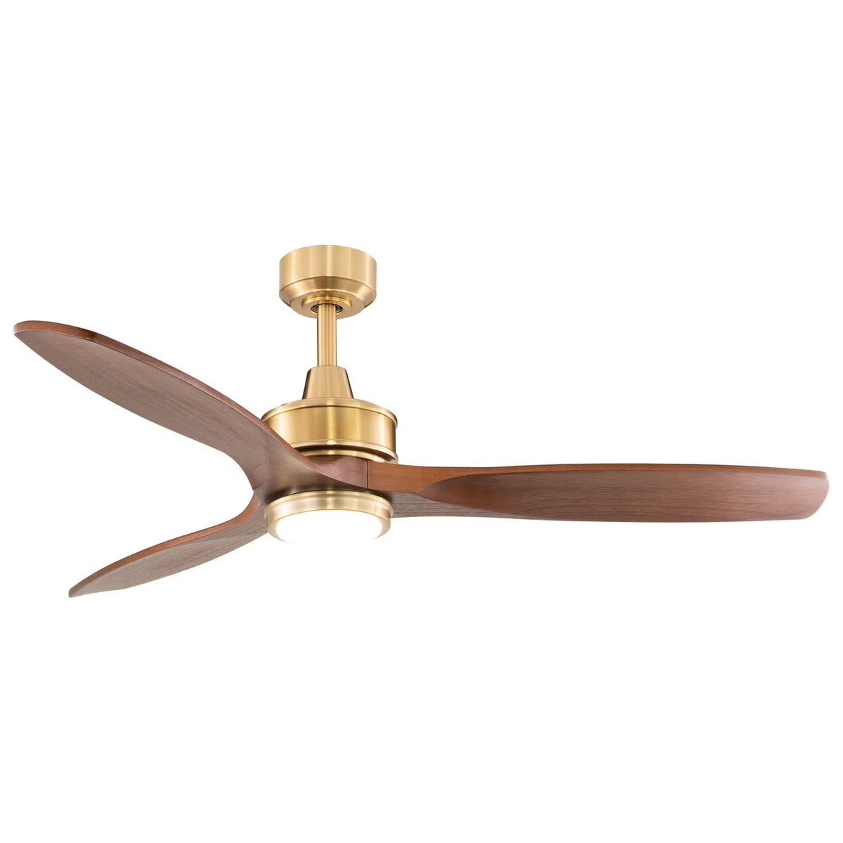 Vaxcel Curtiss Satin Brass Mid - Century Modern MCM Wood Propeller Ceiling Fan with LED Light Kit and Remote