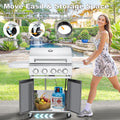 Upgraded 4 Burner BBQ Propane Gas Grill with Cast Iron Grates & Side Stove, 44,000 BTU Stainless Steel Burner Barbecue Grill for Patio, Camping, Outdoor Cooking MELLCOM
