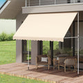 AECOJOY Manual Retractable Awning, 118" Non-Screw Outdoor Patio Awning, Beige